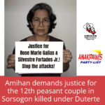 Amihan demands justice for the 12th peasant couple in Sorsogon killed under Duterte